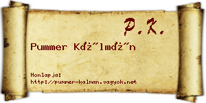 Pummer Kálmán névjegykártya